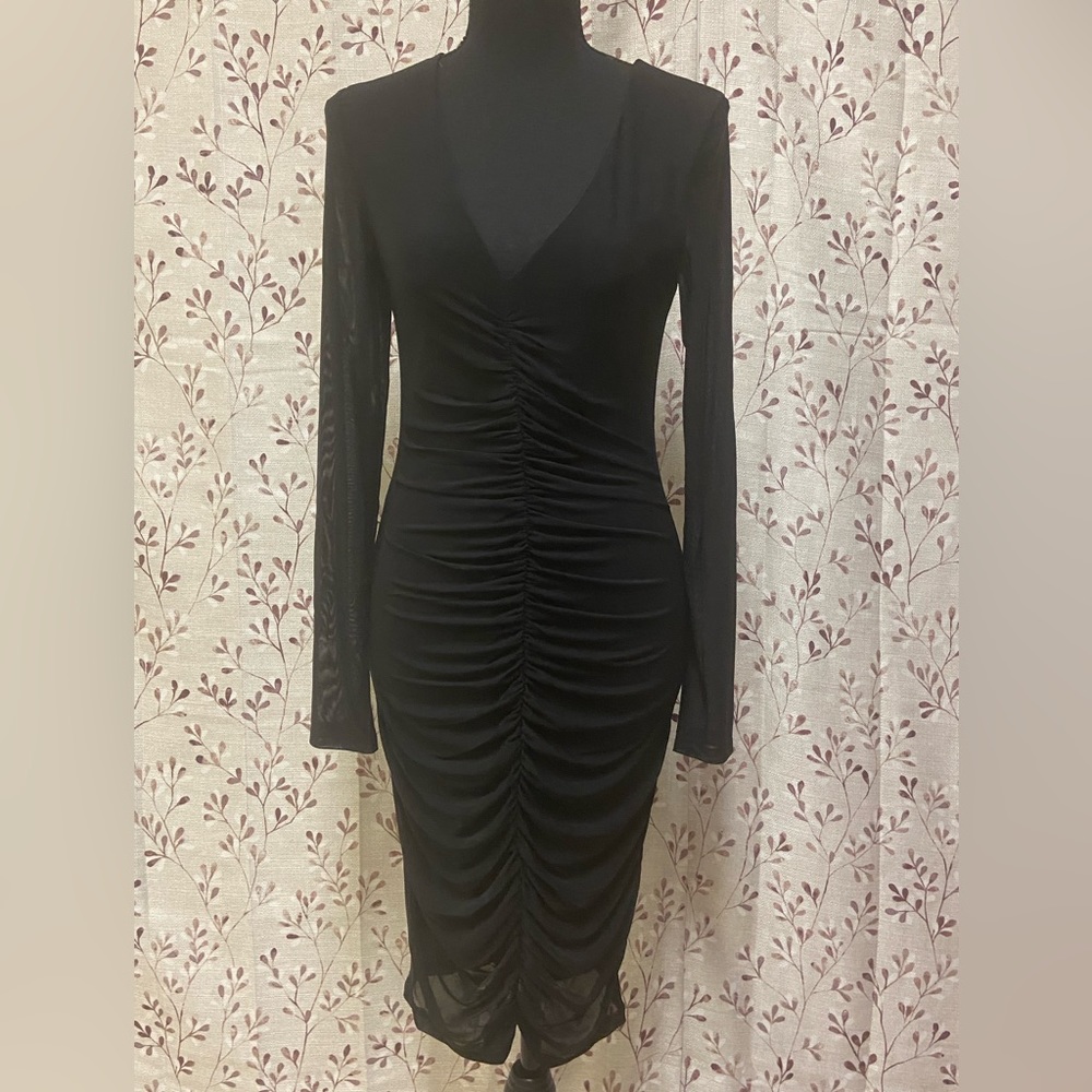 INC International Concepts - V-Neck Ruched Mesh Dress (NWT)